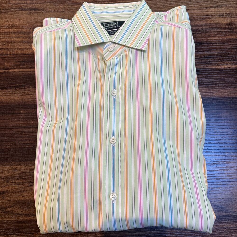Polo Ralph Lauren Men's Regent Classic Fit Striped Dress Shirt Size 16  (34)